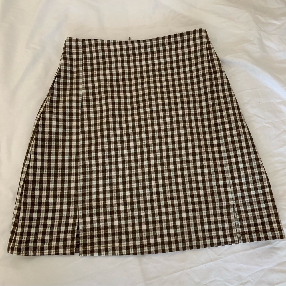 Brandy Melville Brown gingham cara shirt